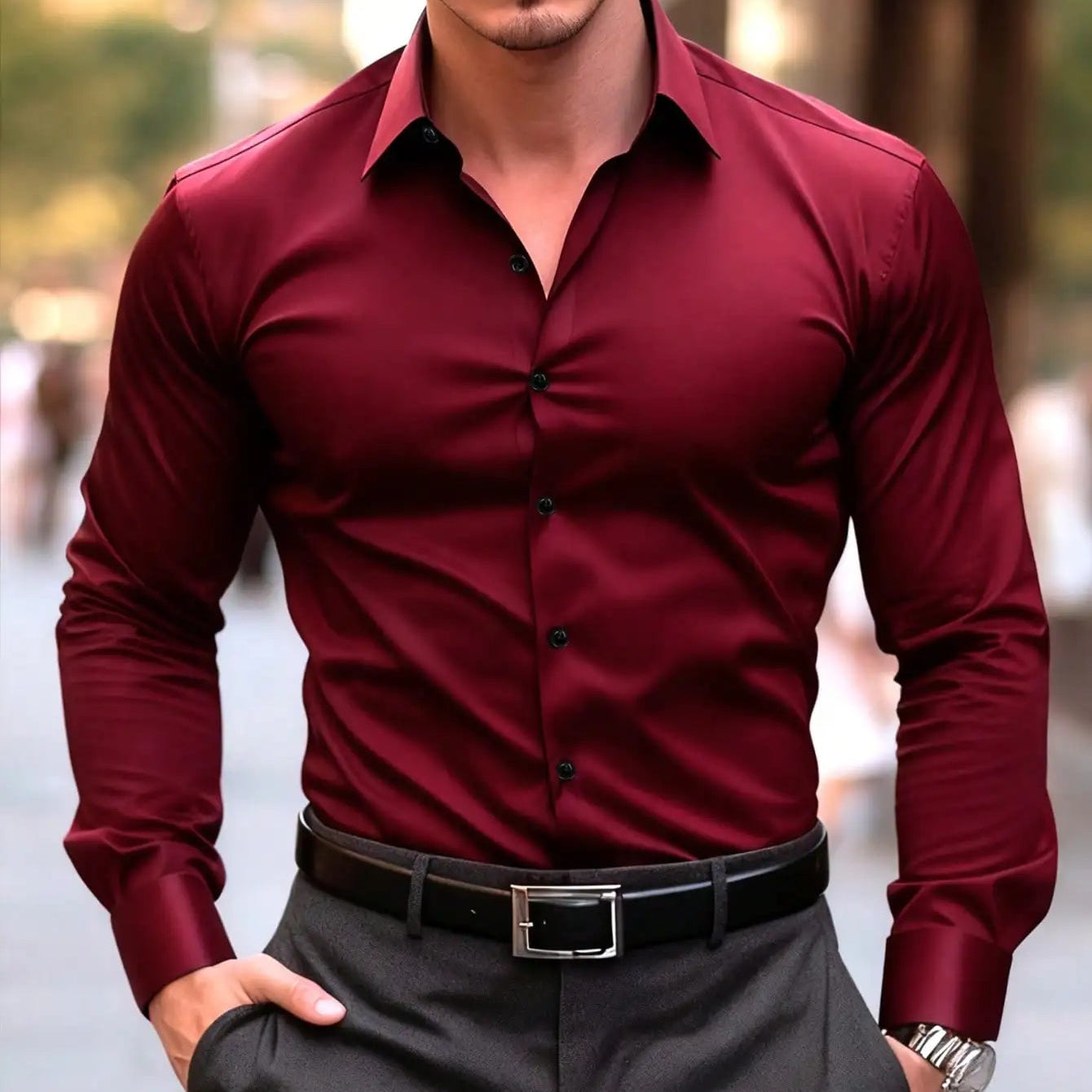 Men Long Sleeve Dress Shirt