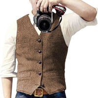 Men's V Neck Casual Waistcoat