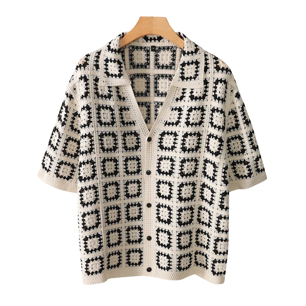 Men Summer Knitted Printing  Short Sleeves