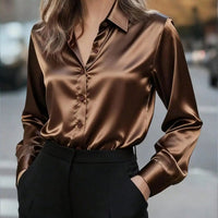 Women's Satin Button-Up Blouse