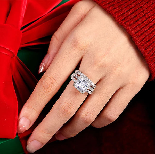 2Pcs Solid 925 Sterling Silver Wedding Rings