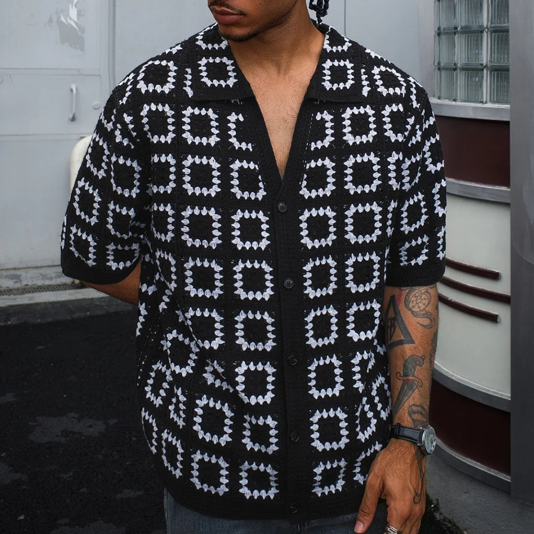 Men Summer Knitted Printing  Short Sleeves