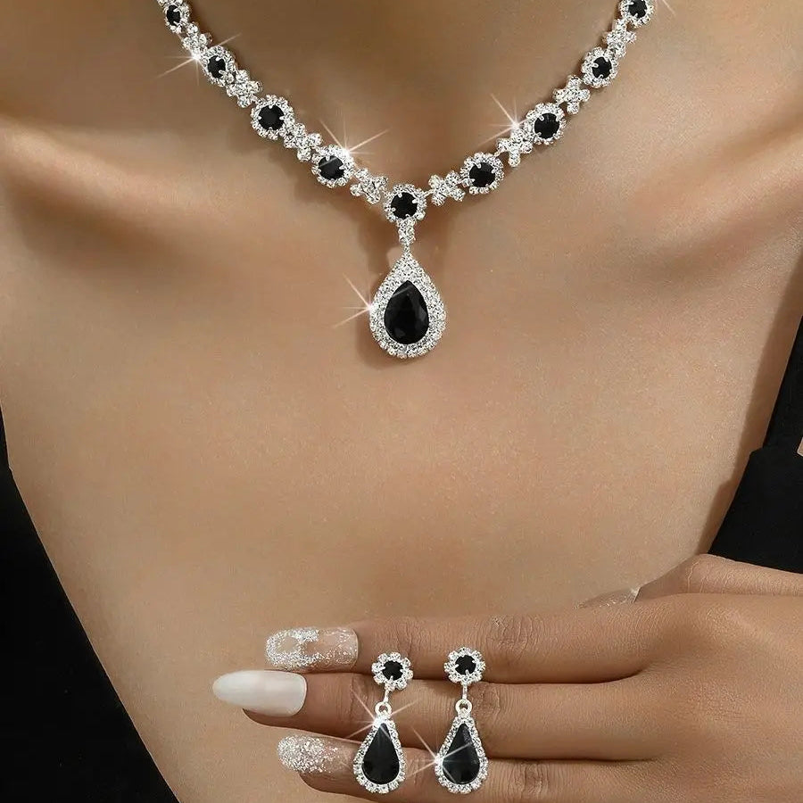 3 Pieces Of Necklace With Earrings Set
