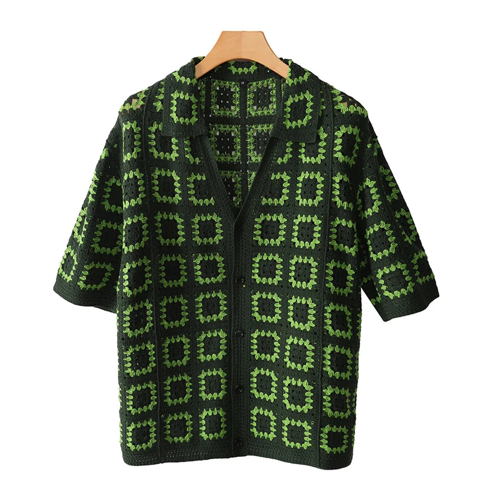 Men Summer Knitted Printing  Short Sleeves