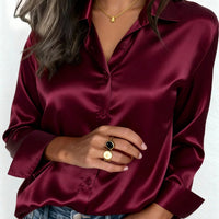 Women's Satin Button-Up Blouse