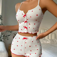 Women Heart Print Pajama Set