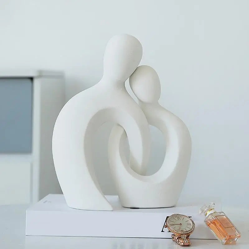 Aesthetic Resin Couple Hugging Sculpture