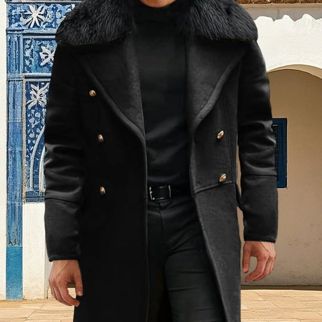 Men Classic Double Breasted Trench Coat