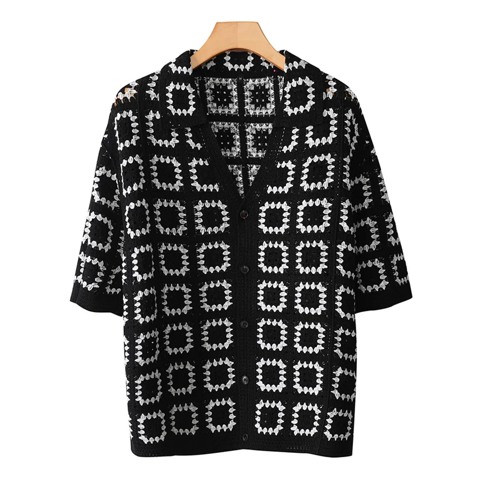 Men Summer Knitted Printing  Short Sleeves