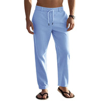 Men Lightweight Drawstring Linen Pant