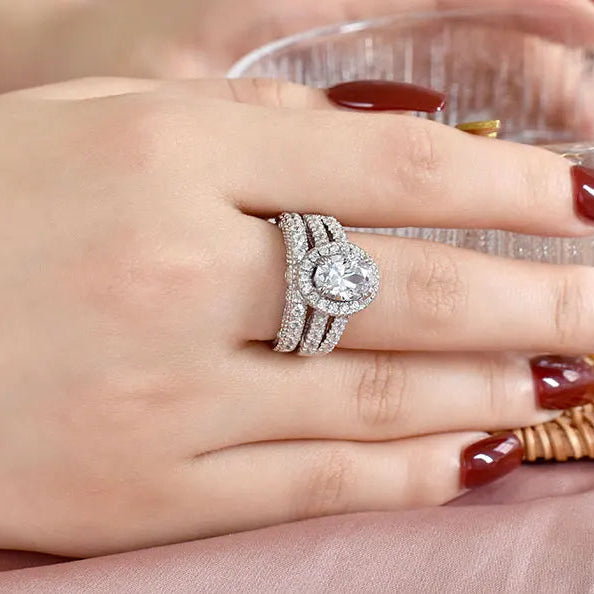 2Pcs Solid 925 Sterling Silver Wedding Rings