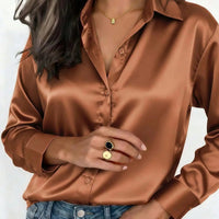 Women's Satin Button-Up Blouse