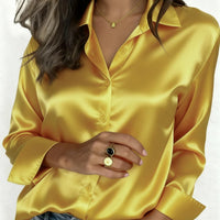 Women's Satin Button-Up Blouse