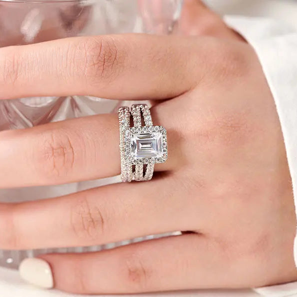 2Pcs Solid 925 Sterling Silver Wedding Rings