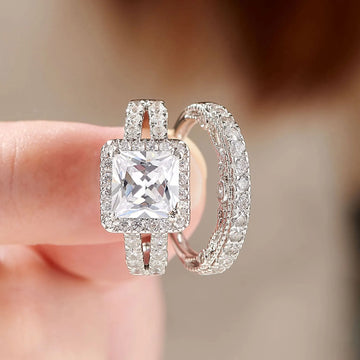 2Pcs Solid 925 Sterling Silver Wedding Rings