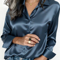 Women's Satin Button-Up Blouse