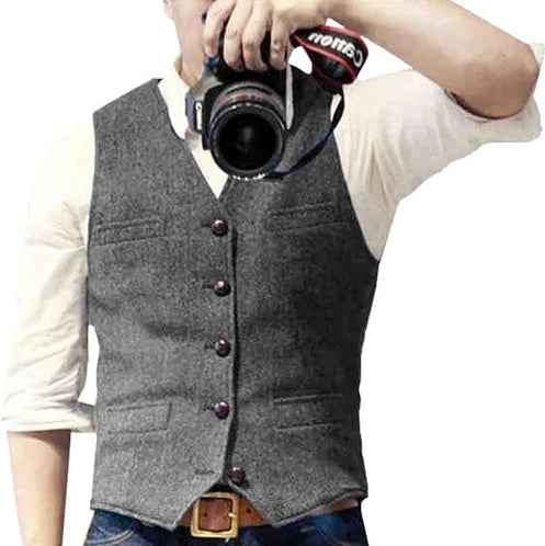 Men's V Neck Casual Waistcoat