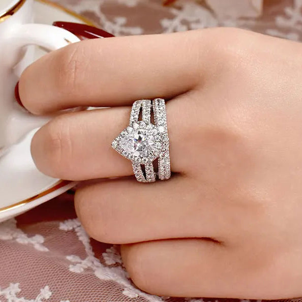 2Pcs Solid 925 Sterling Silver Wedding Rings