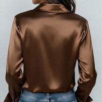Women's Satin Button-Up Blouse