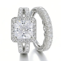 2Pcs Solid 925 Sterling Silver Wedding Rings