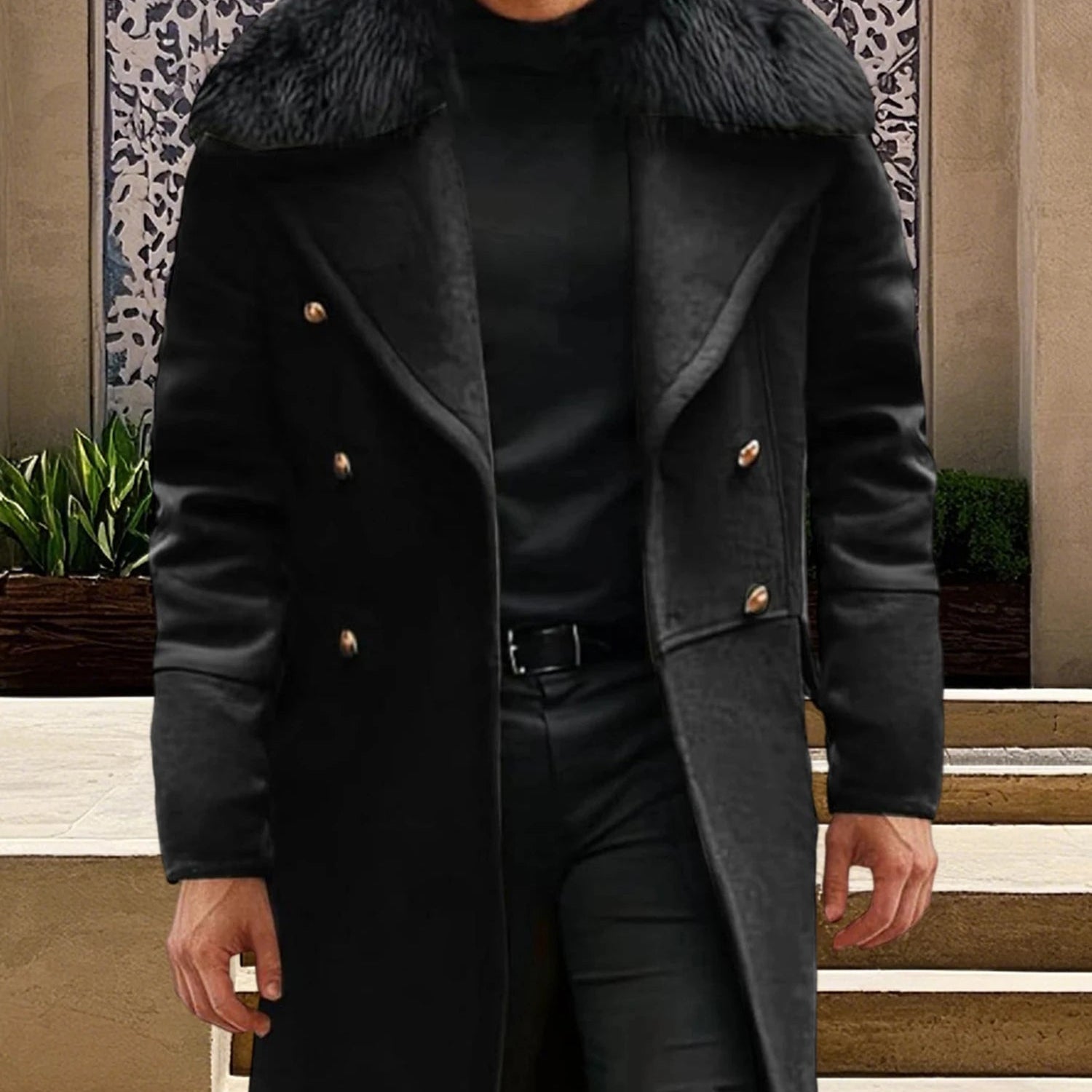 Men Classic Double Breasted Trench Coat
