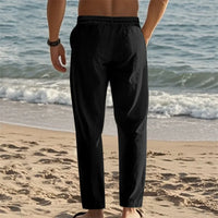 Men Lightweight Drawstring Linen Pant