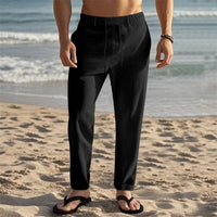 Men Lightweight Drawstring Linen Pant