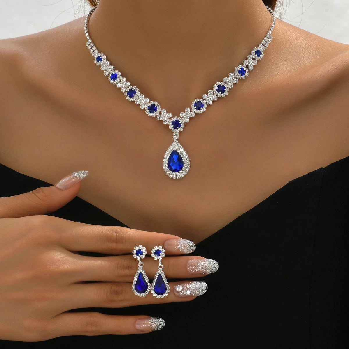 3 Pieces Of Necklace With Earrings Set