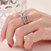2Pcs Solid 925 Sterling Silver Wedding Rings