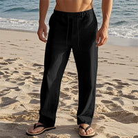 Men Lightweight Drawstring Linen Pant