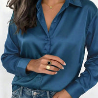 Women's Satin Button-Up Blouse