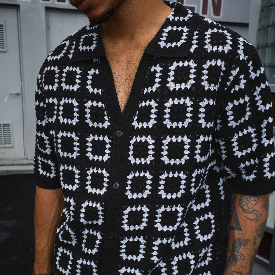 Men Summer Knitted Printing  Short Sleeves