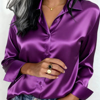 Women's Satin Button-Up Blouse