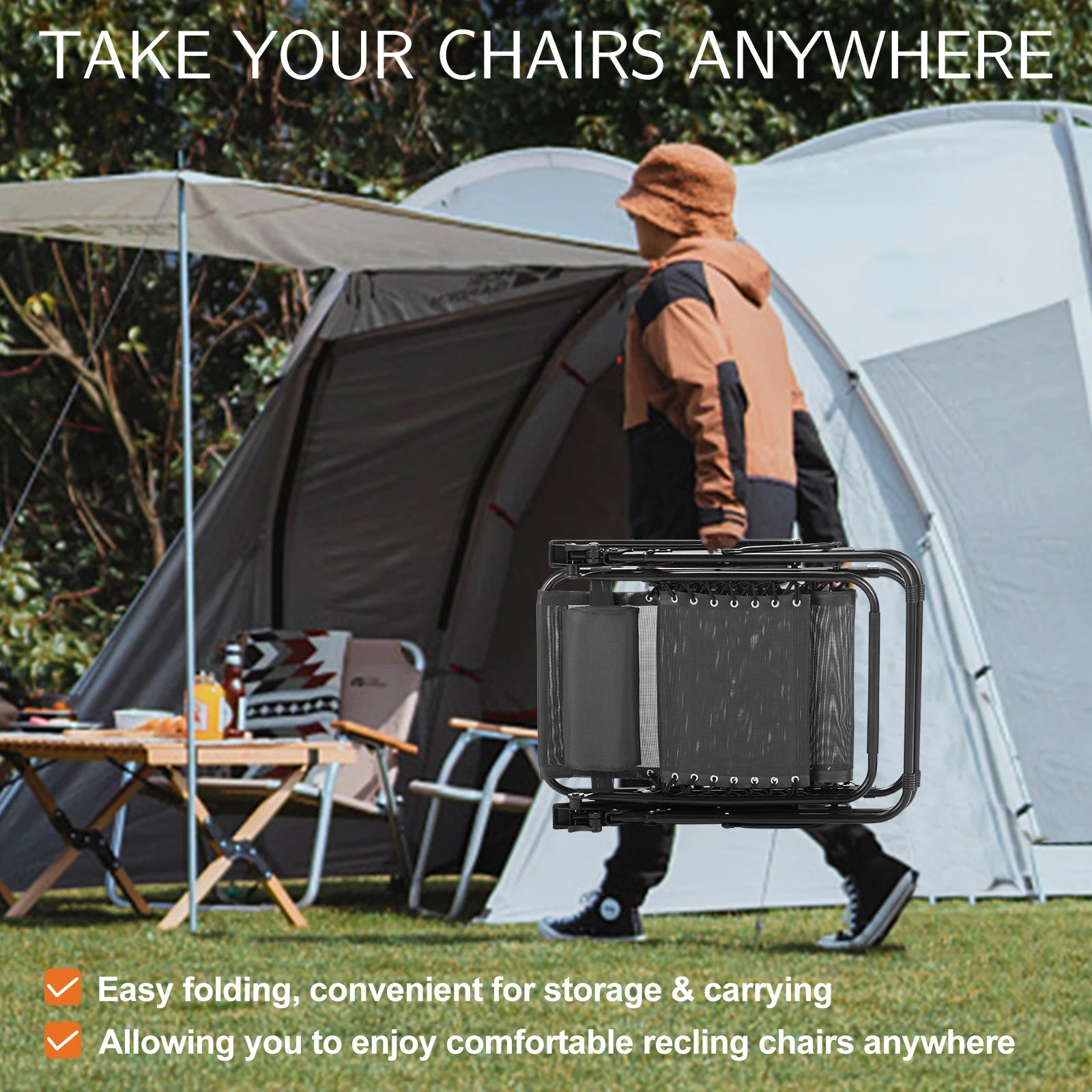 Portable Recliner Chair With Cup Holder