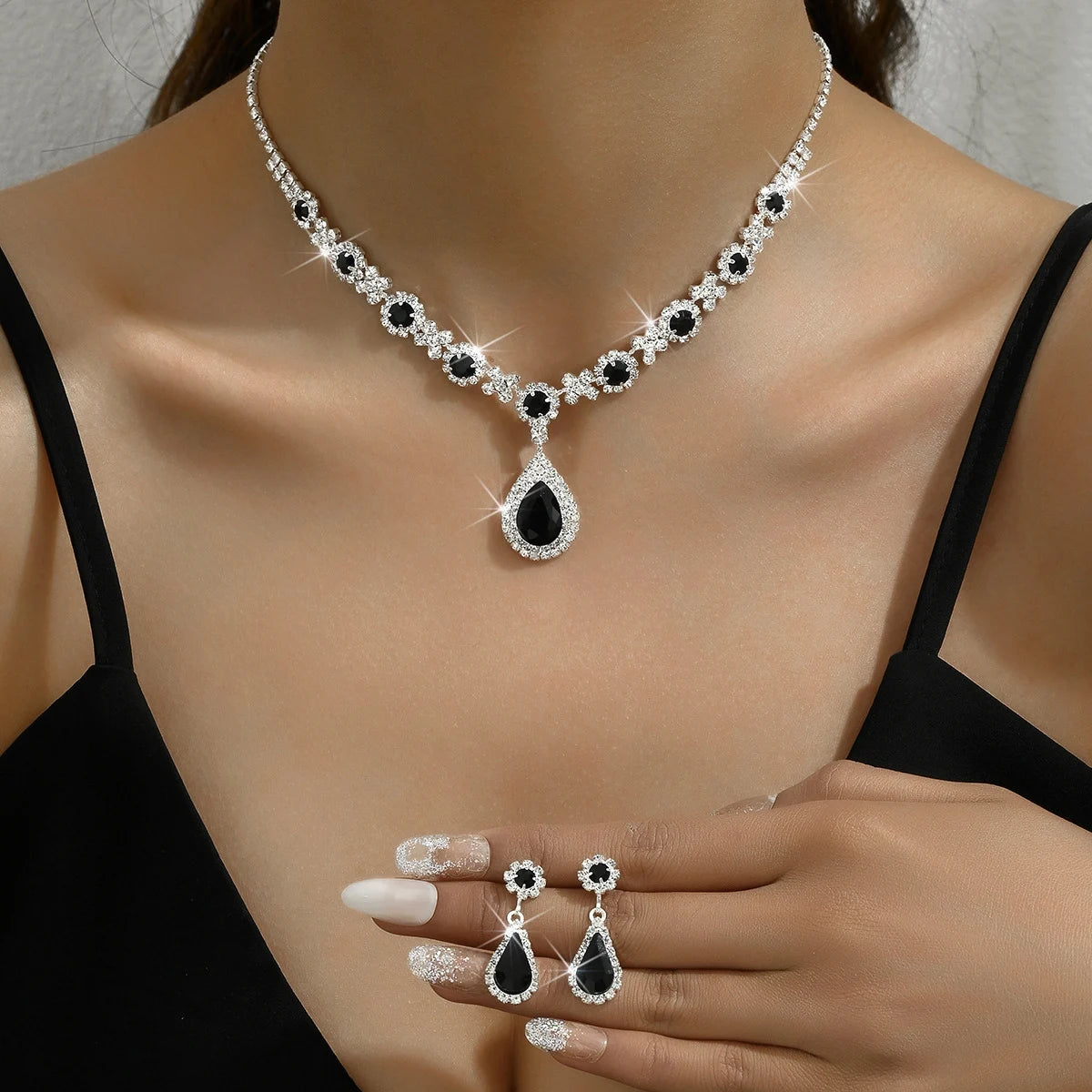 3 Pieces Of Necklace With Earrings Set