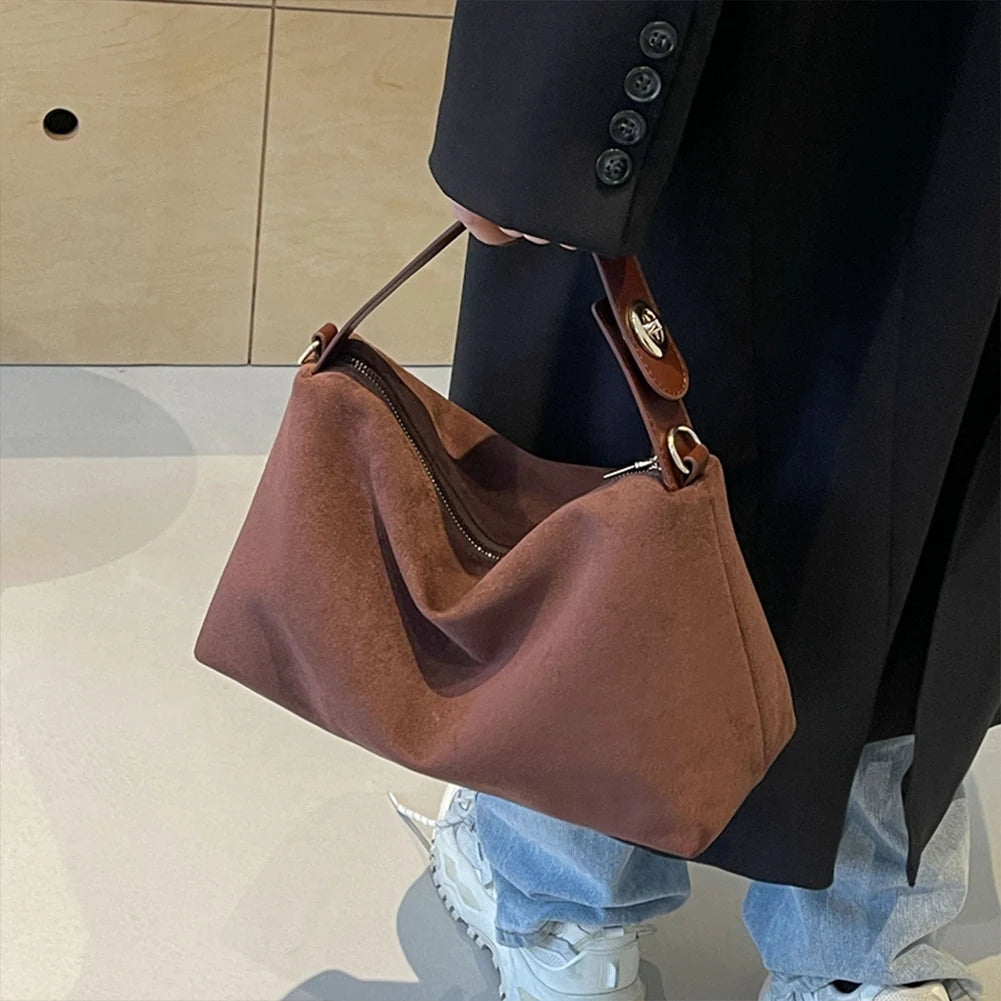 Soft Matte Suede Cow Leather Bag