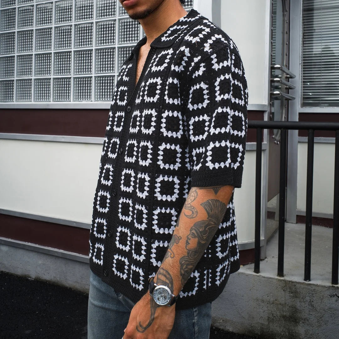 Men Summer Knitted Printing  Short Sleeves