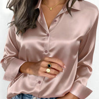 Women's Satin Button-Up Blouse
