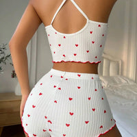 Women Heart Print Pajama Set