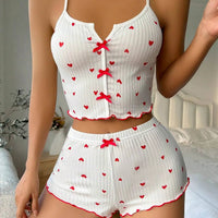 Women Heart Print Pajama Set