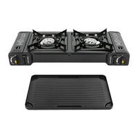 Double Head BBQ Gas stove with Baking Tray