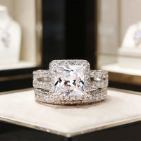 2Pcs Solid 925 Sterling Silver Wedding Rings