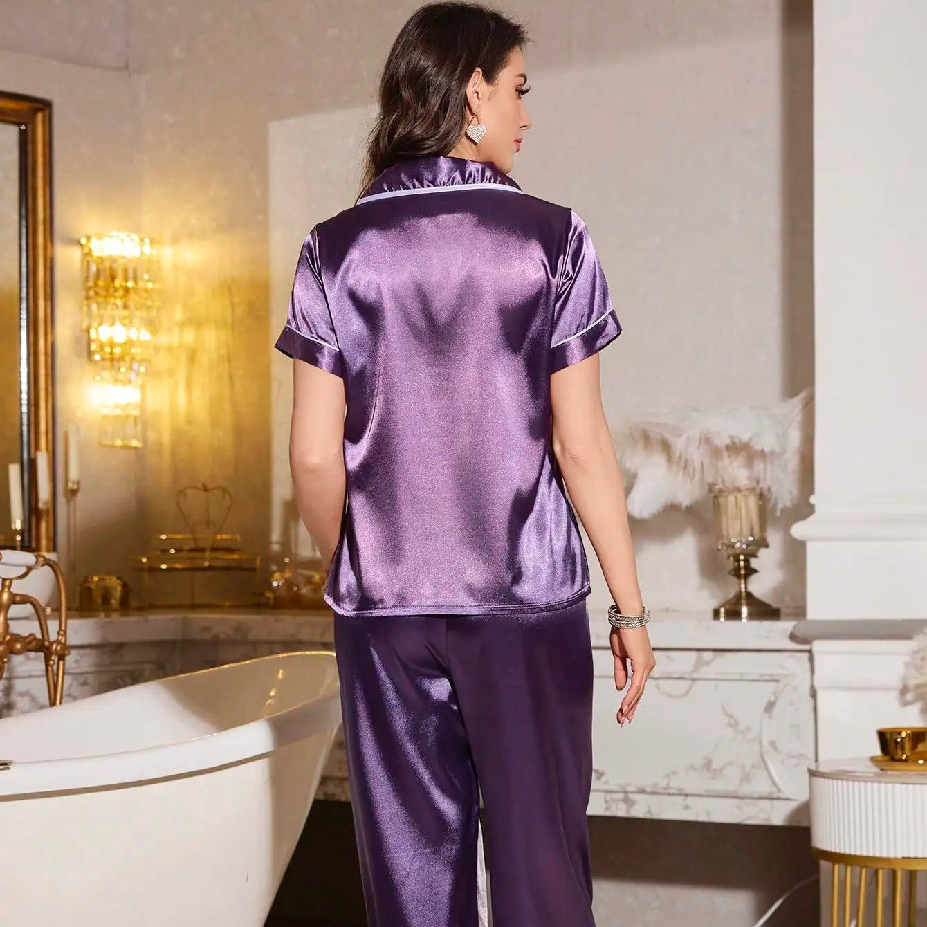 Women Satin Pajama Set
