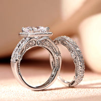 2Pcs Solid 925 Sterling Silver Wedding Rings